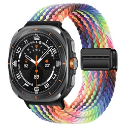 Nylon Magnetic Buckle Braided Solo Loop Strap Bracelet - Galaxy Watch Ultra (Radiant Rainbow)