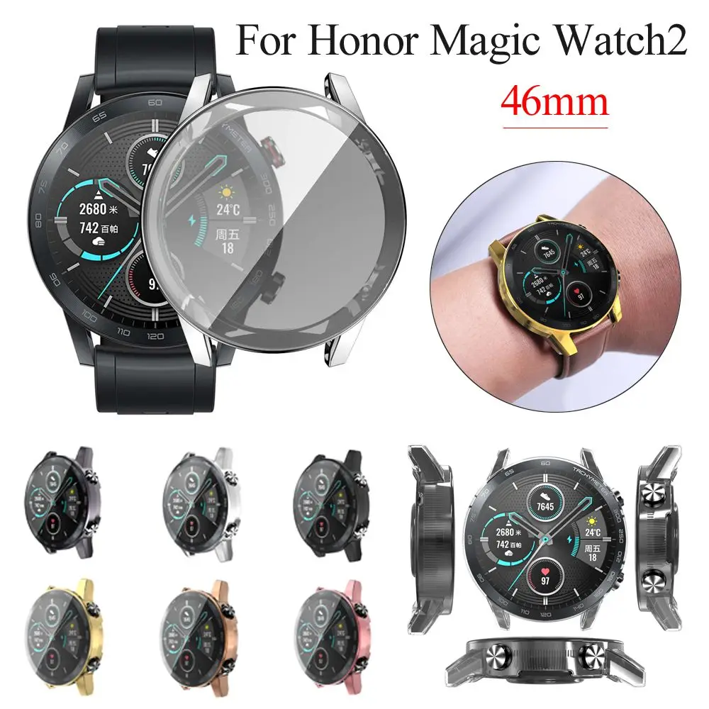 

Thin Soft Protective Shell Slim TPU Watch Case Plating 360 Full Cover Screen Protector For Honor Magic Watch 2 46mm