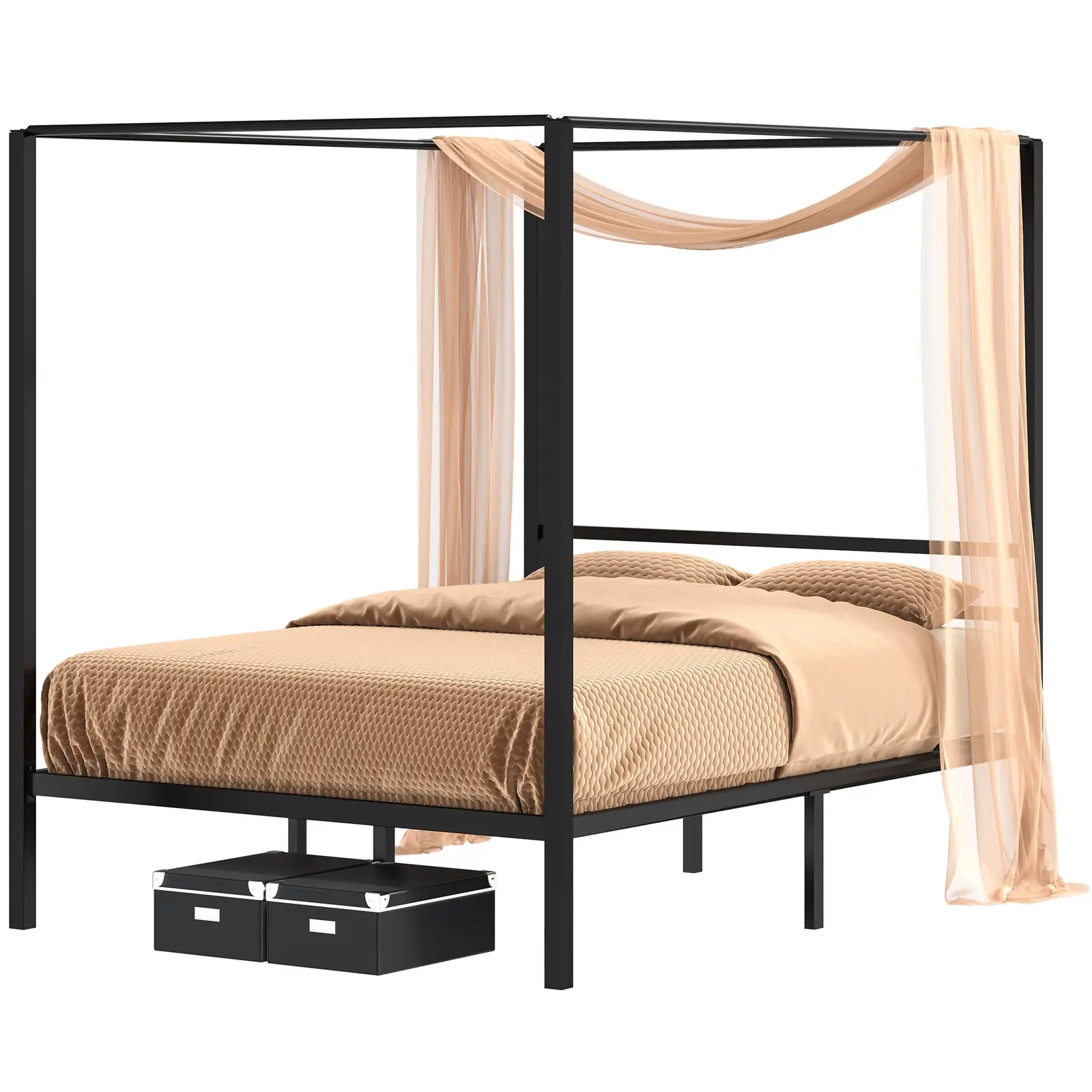 

Queen Size Metal Canopy Bed Frame w/Headboard Platform Mattress Foundation