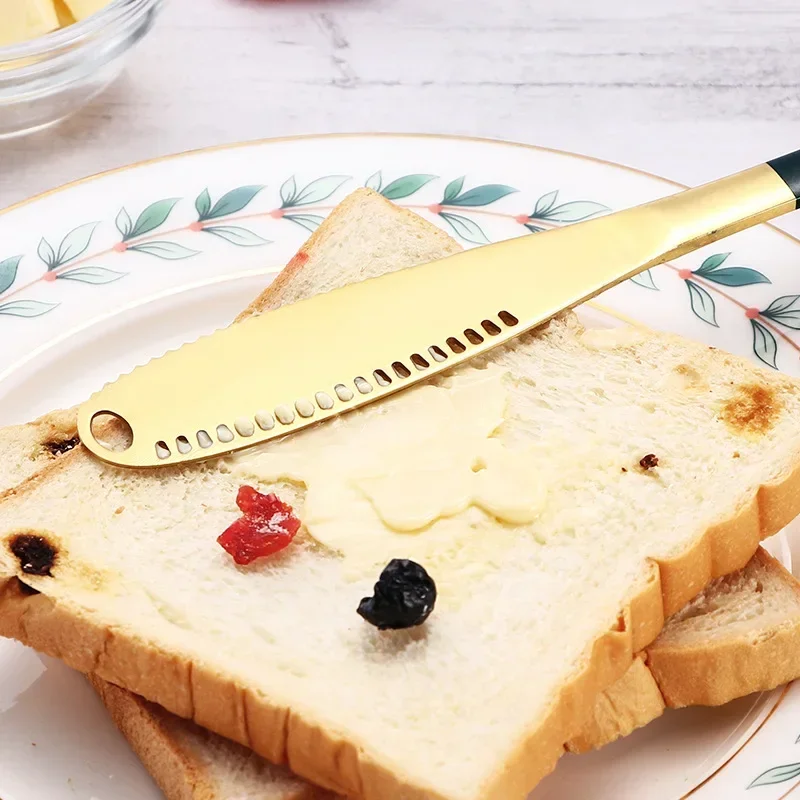 Butter Knife Holes Cheese Dessert Knife Stainless Steel Jam Knife Cutlery Toast Wipe Cream Bread Cheese Cutter Kitchen Tools