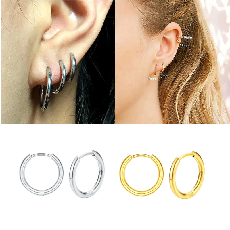 

20G Stainless Steel Small Huggie Hinged Hoop Earrings Hypoallergenic Lightweight Cartilage Helix Stud Earrings for Women Girls