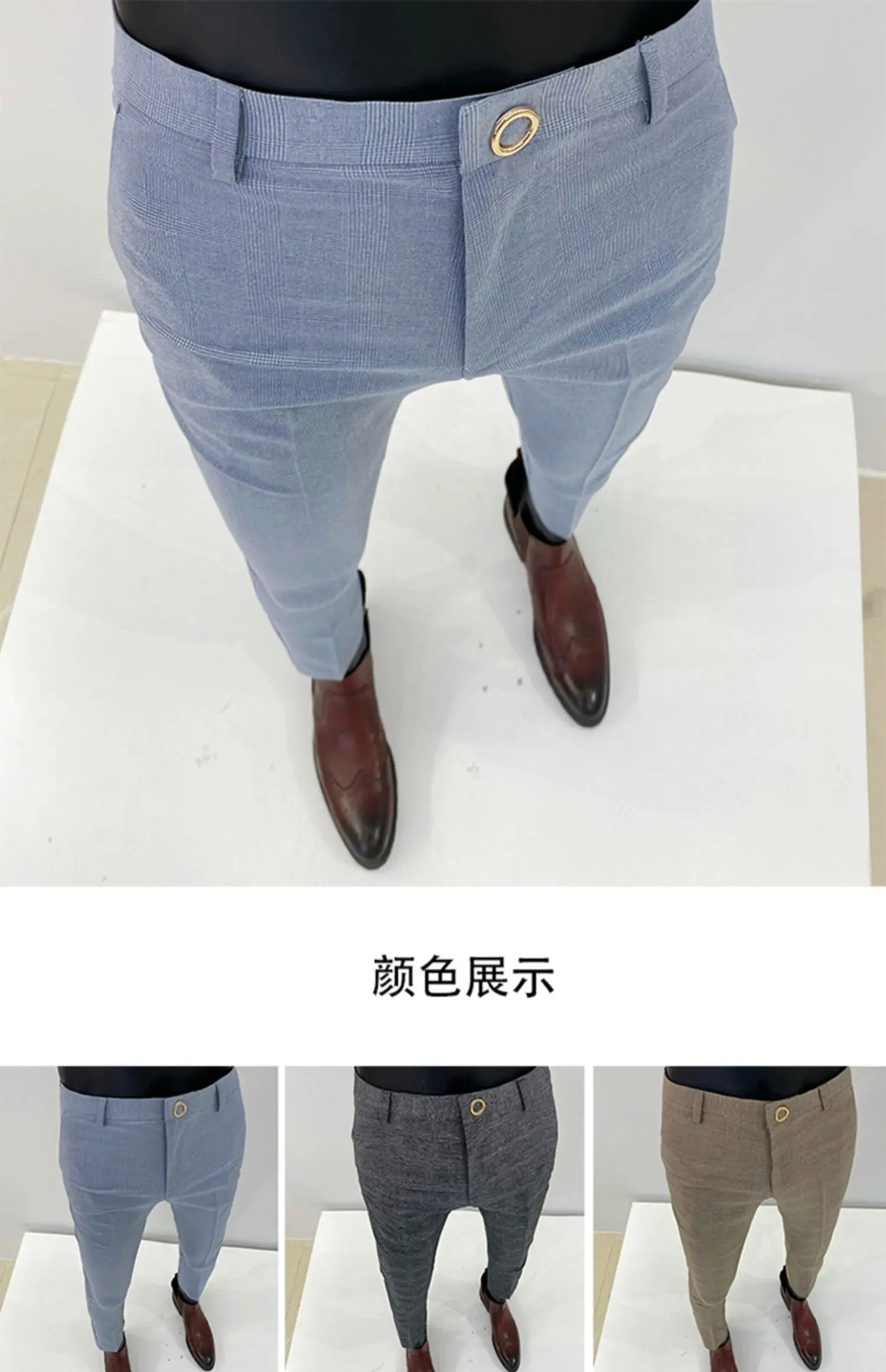 Pantalones formales de alta calidad para hombre, Traje a cuadros a la moda  para oficina, negocios sociales, ropa de calle informal para boda, 38, 2023  - AliExpress