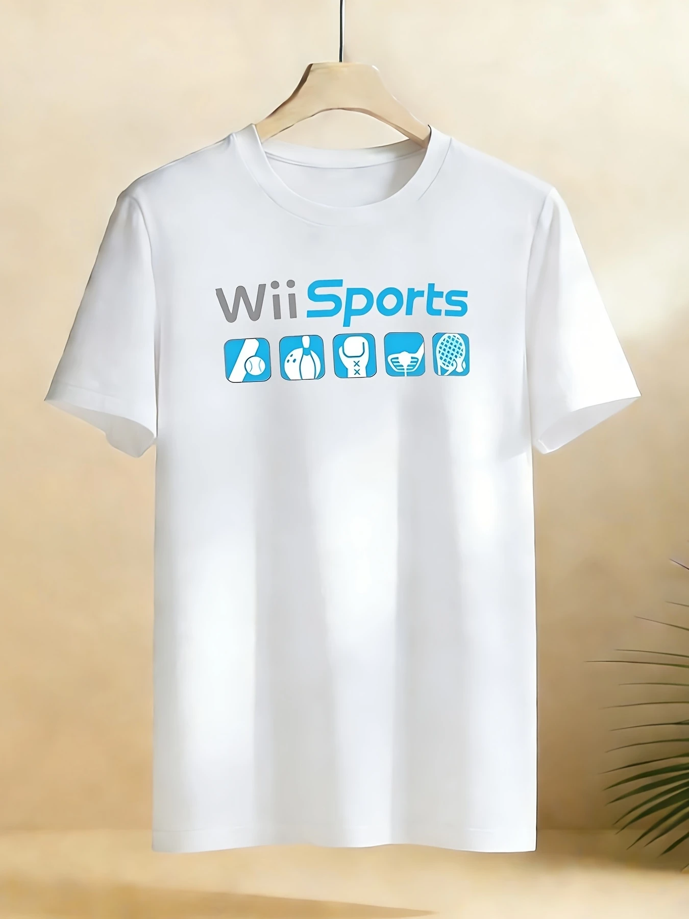 Herren-T-Shirt mit Wii Sports-Logo - lässiges, kurzärmeliges Gaming-T-Shirt mit ikonischem Mii-Charakter-Design, geeignet für das ganze Jahr.