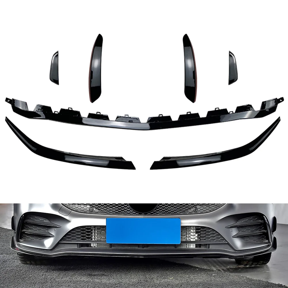 

7Pcs Car Front Bumper Lip Splitter Spoiler Kit Side Canards Decor Trim For Mercedes Benz A-Class W177 A180 A200 A220 For A35 AMG