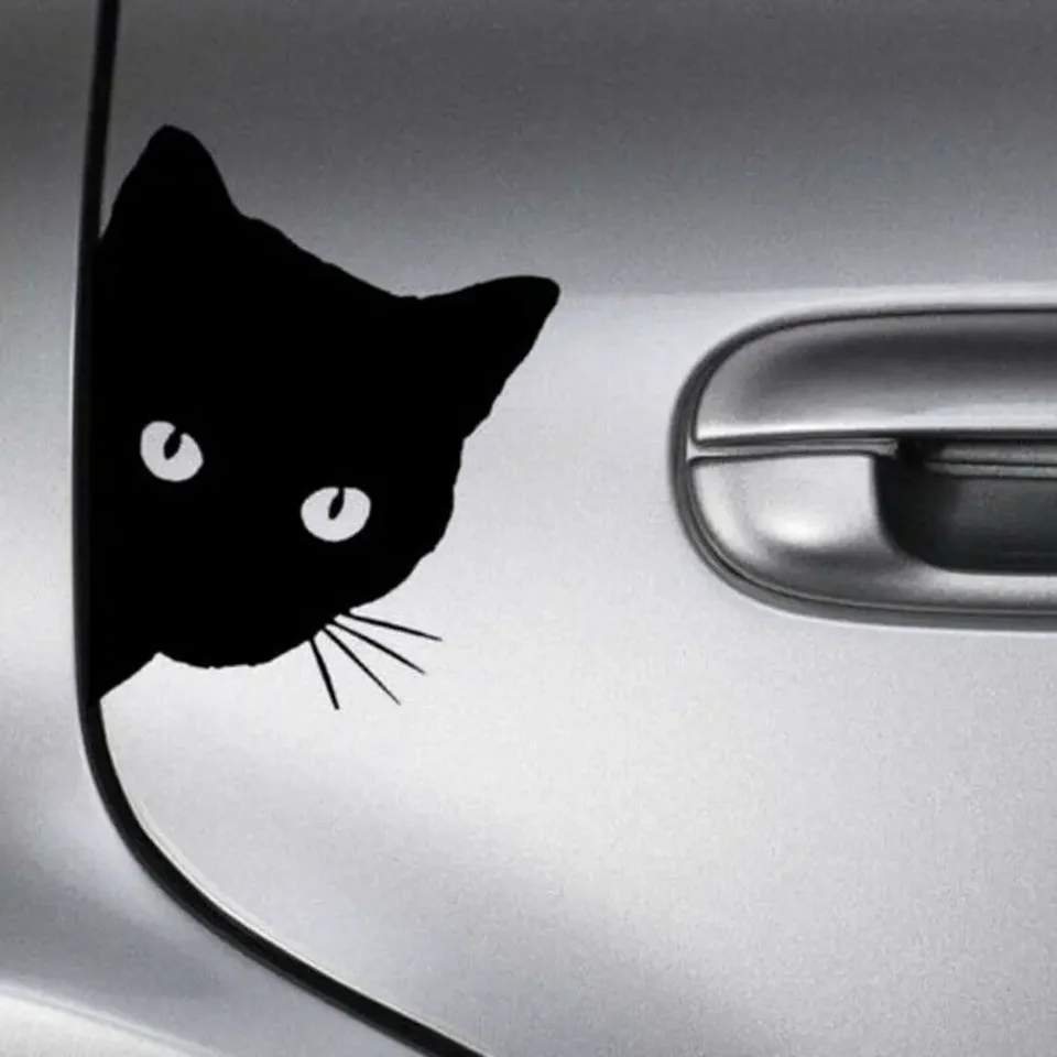 Black Peeking Cat For Car Truck Van Bumper Window Wall Vinyl - Foto 4
