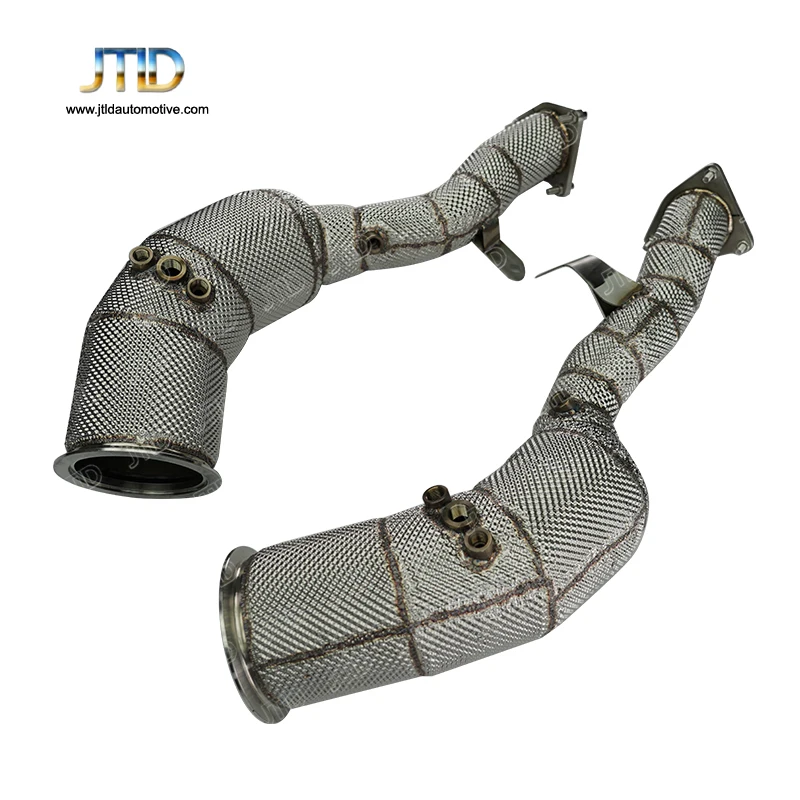 

JTLD Auto High flow Stainless Steel Exhaust Downpipe Catless With Heat Shield For Porsche Macan 3.0T 3.6T catless