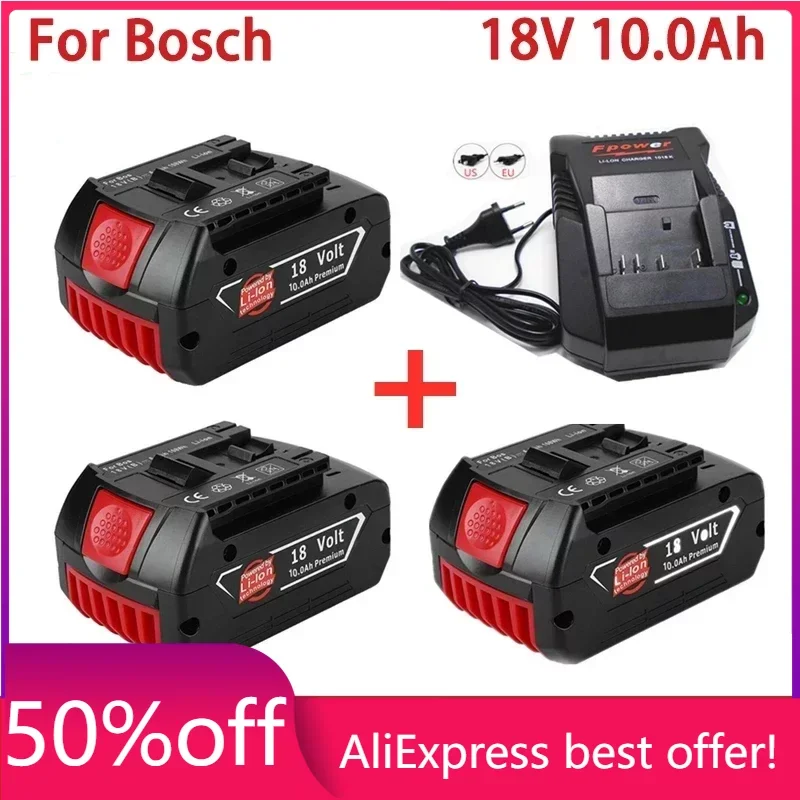 

100% Original 18V 10.0A Lithium Ion Rechargeable Battery for Bosch 10000mah Spare Power Tools Portable Replacement Indicator