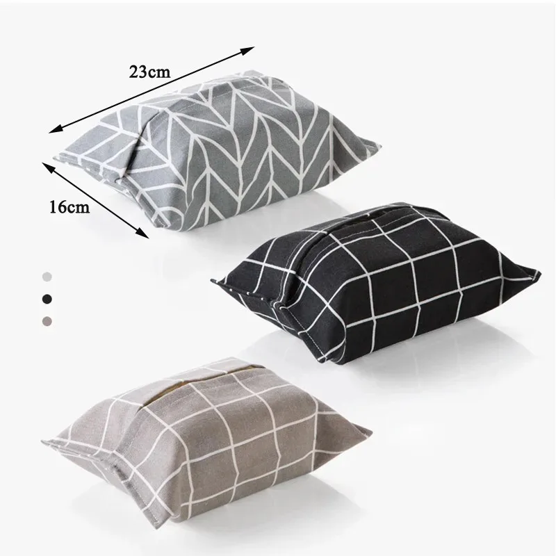 Cotton Linen Tissue Box Case Paper Box Table Napkin Holder Box Desktop Paper Holder Tissue Case Seat Type Car Tissue Box Cover
