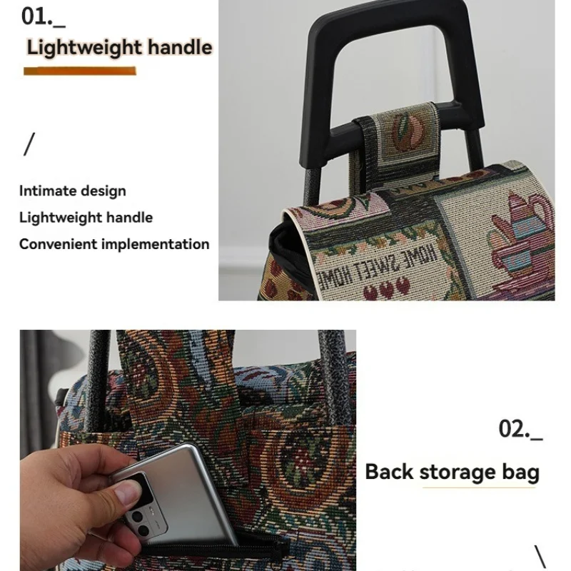 Classical style shopping cart household small cart elderly portable small cart pull cart