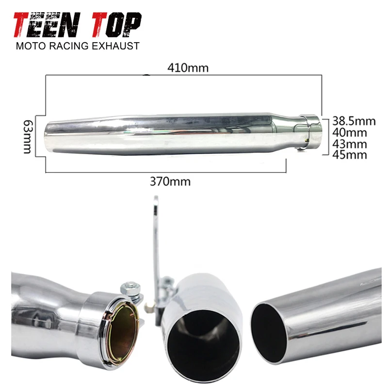 38 40 43 45mm Retro Cafe Racer Motorcycle Exhaust Retro Muffler For Harley Davidson Motobike Silencieux Exhaust CBR150 Z250 Tube - Image 2
