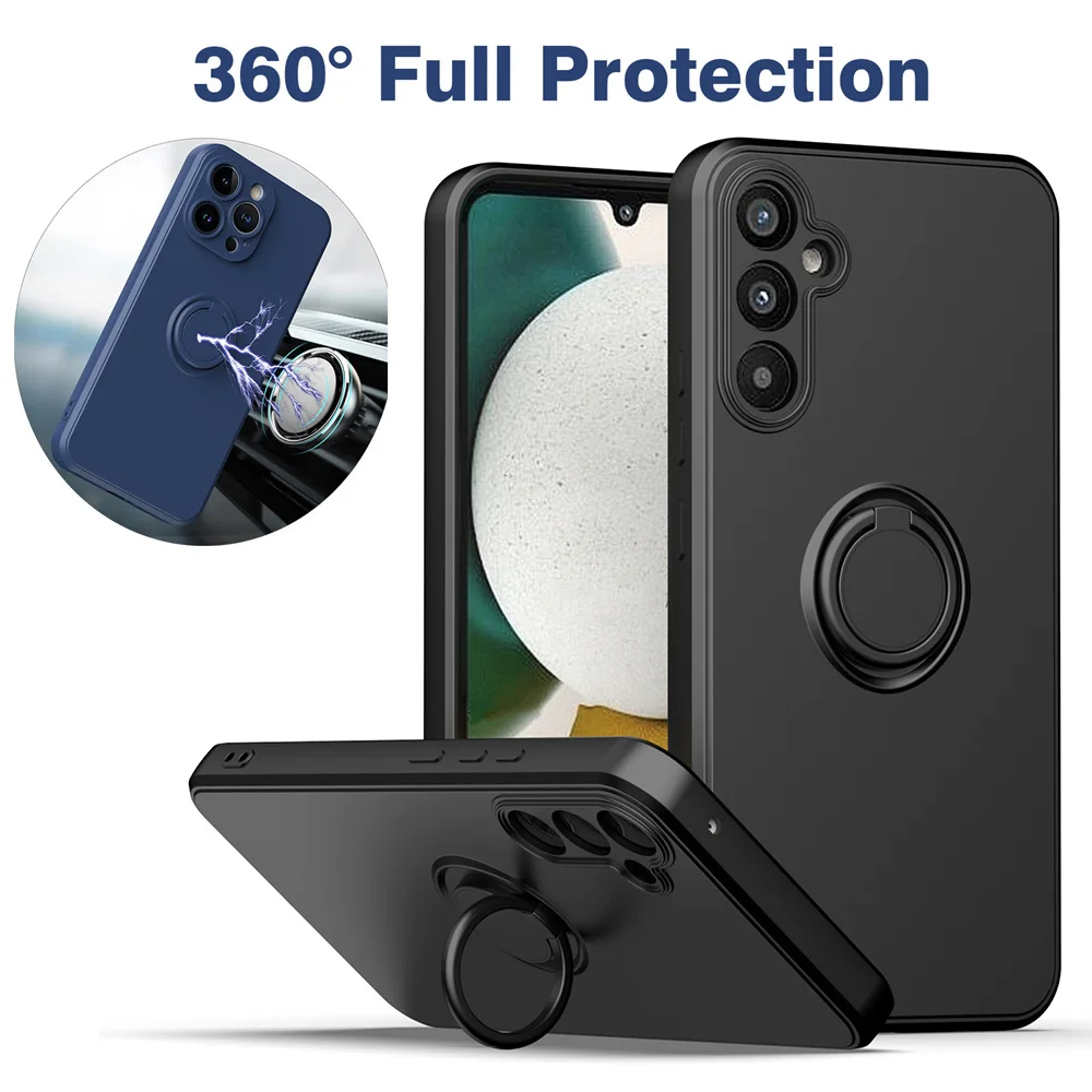 Magnetic Ring Holder Luxury Liquid Silicone Phone Case Cover