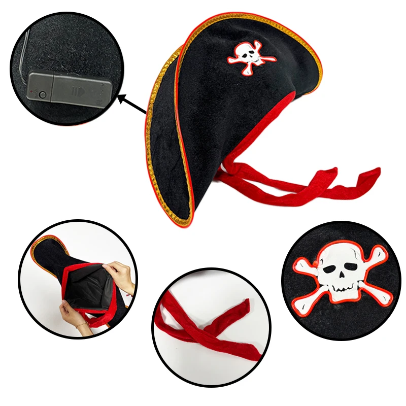New Design Pirate Hats Ship Shaped Hats Costumes Cosplay hats Men Women Decor Headgear Hat Glow In The Dark
