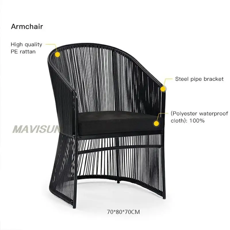 High-Back Rattan Sofa Set For Living Room Leisure Chairs With Coffee Table Outdoor Table And Chair Furniture Combination