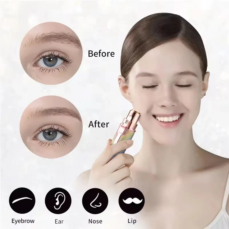 2 In1 Rechargeable Facial Hair Removal and Eyebrow Shaver-Face Lips Body Painless Facial Razor with Built-in LED Light USB eyebrow trimmer set eyebrow trimmer eyebrow razor set hair shaver eyebrow razor facial hair remover hair remover eyebrow trimmer blade face shaver