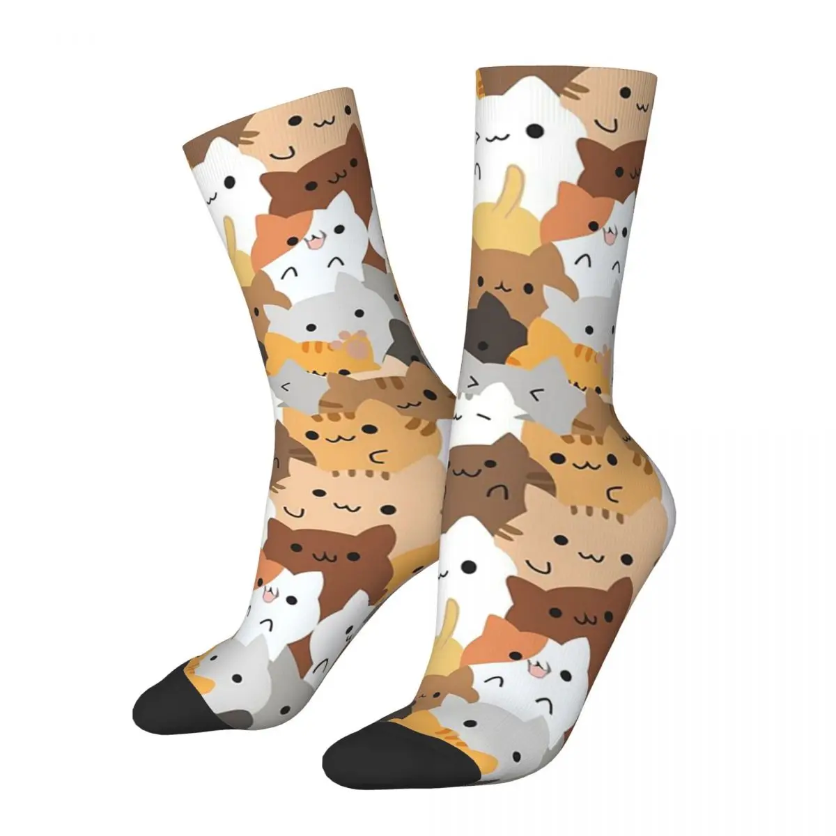 

Sweet Happy Cub Kittens - Cats Pattern Socks Harajuku Super Soft Stockings All Season Long Socks for Man Woman Birthday Present