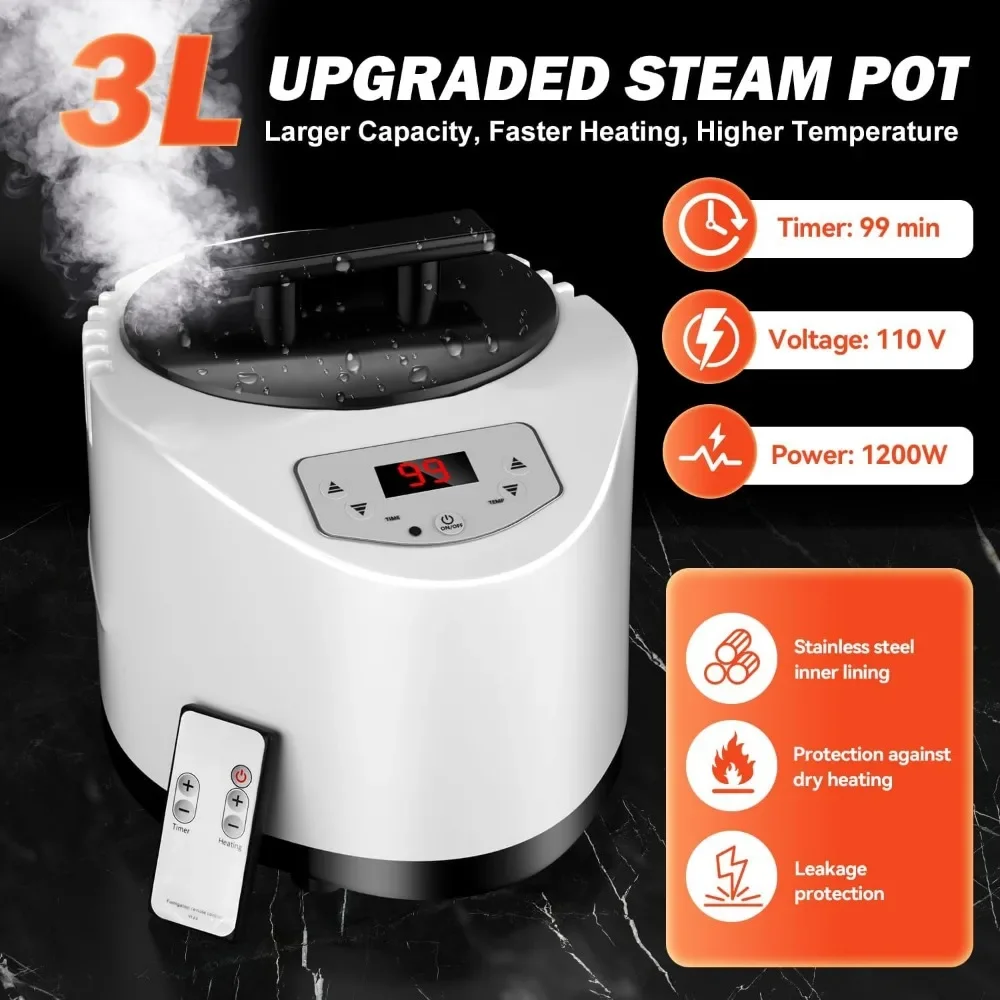 Portable Sauna for Home, Full Size Steam Sauna Tent with 3L 1200W Large Capacity Steamer and Remote Control, Personal Steam Room 3