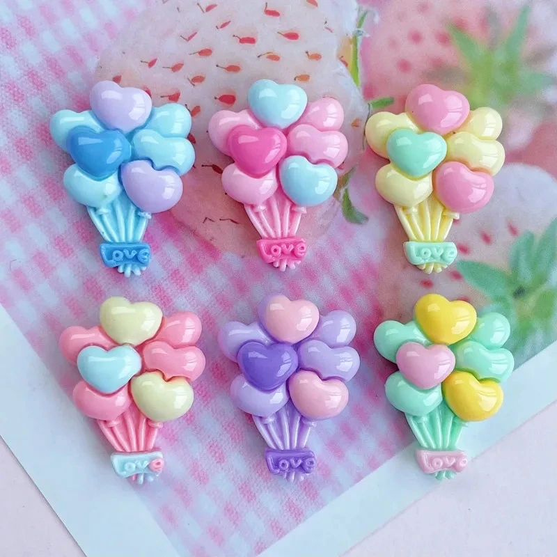 

10Pcs The Color Iove heart Balloon Cream Glue DIY Mobile Phone Case Decoration Resin Barrette Handwork Manufacture Accessory