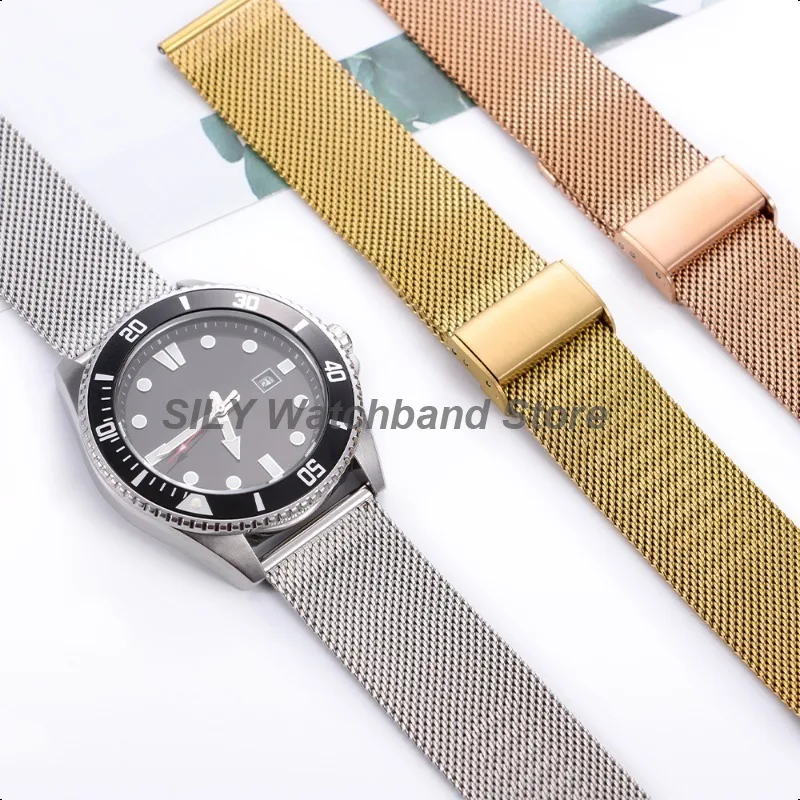 Stainless Steel Milanese Watch Band with Quick Release Mesh Loop - Metal Strap