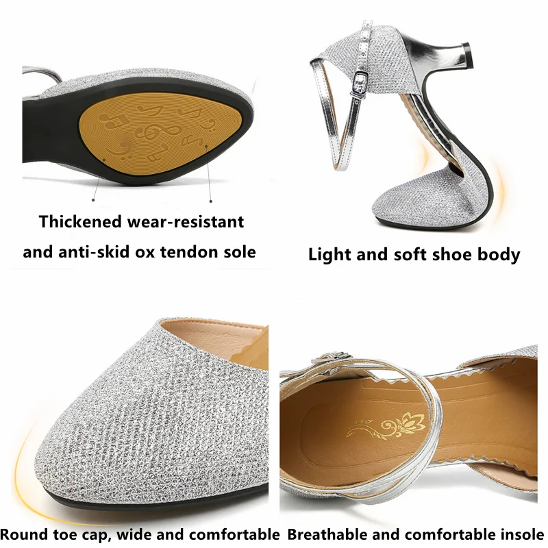Dance Shoes Ballroom Dancing Shoes For Women Latin Dance Shoes Lady Closed Toe Salsa Low Heels 3.5cm/5.5cm