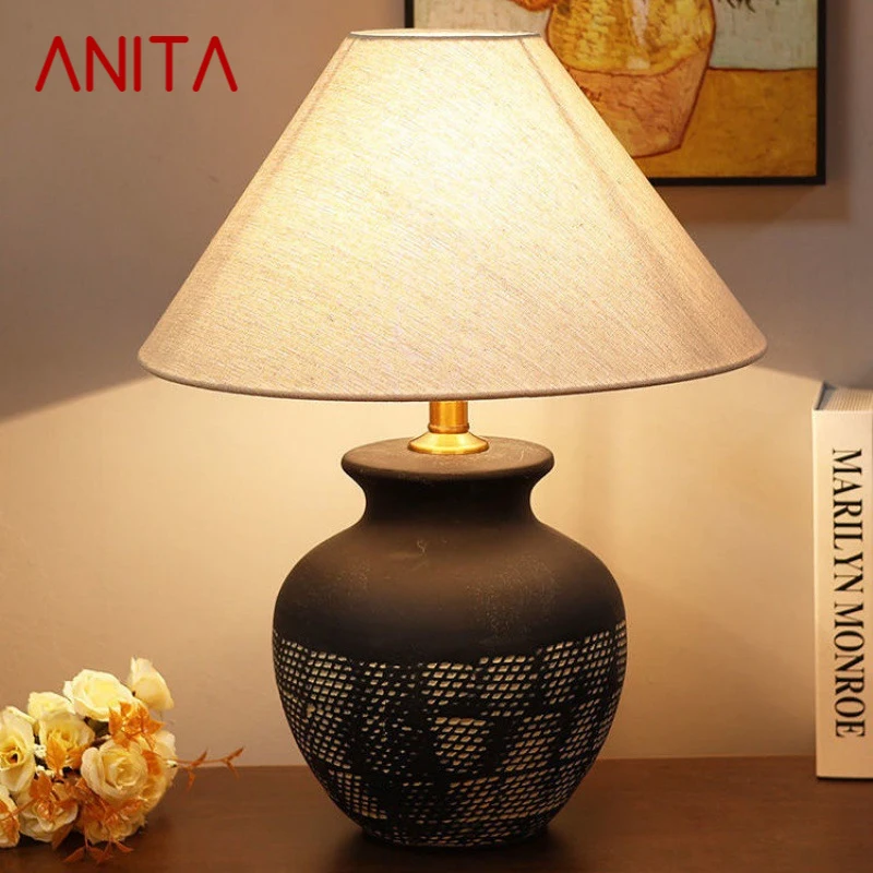 

ANITA Nordic Ceramic Table Lamp Modern Art Living Room Bedroom Study Villa LED Originality Desk Light