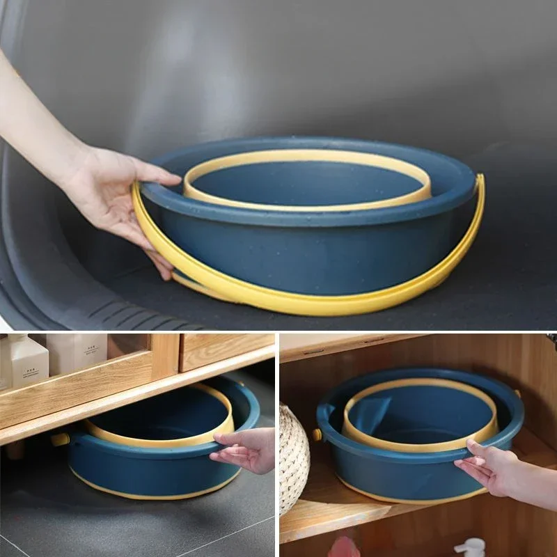 Folding Storage Bucket Silicone Bucket For Fishing Car Wash Outdoor Square Bathroom Kitchen Camp