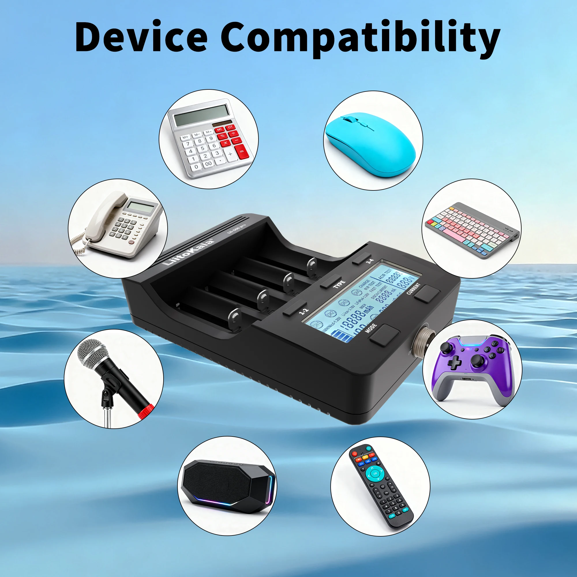 Caricabatterie, LiitoKala Lii-500 Pro, per batterie al litio 18650 26650 21700, Ni-MH Ni-CD, Display, Test di capacità, Spina EU - immagine 4
