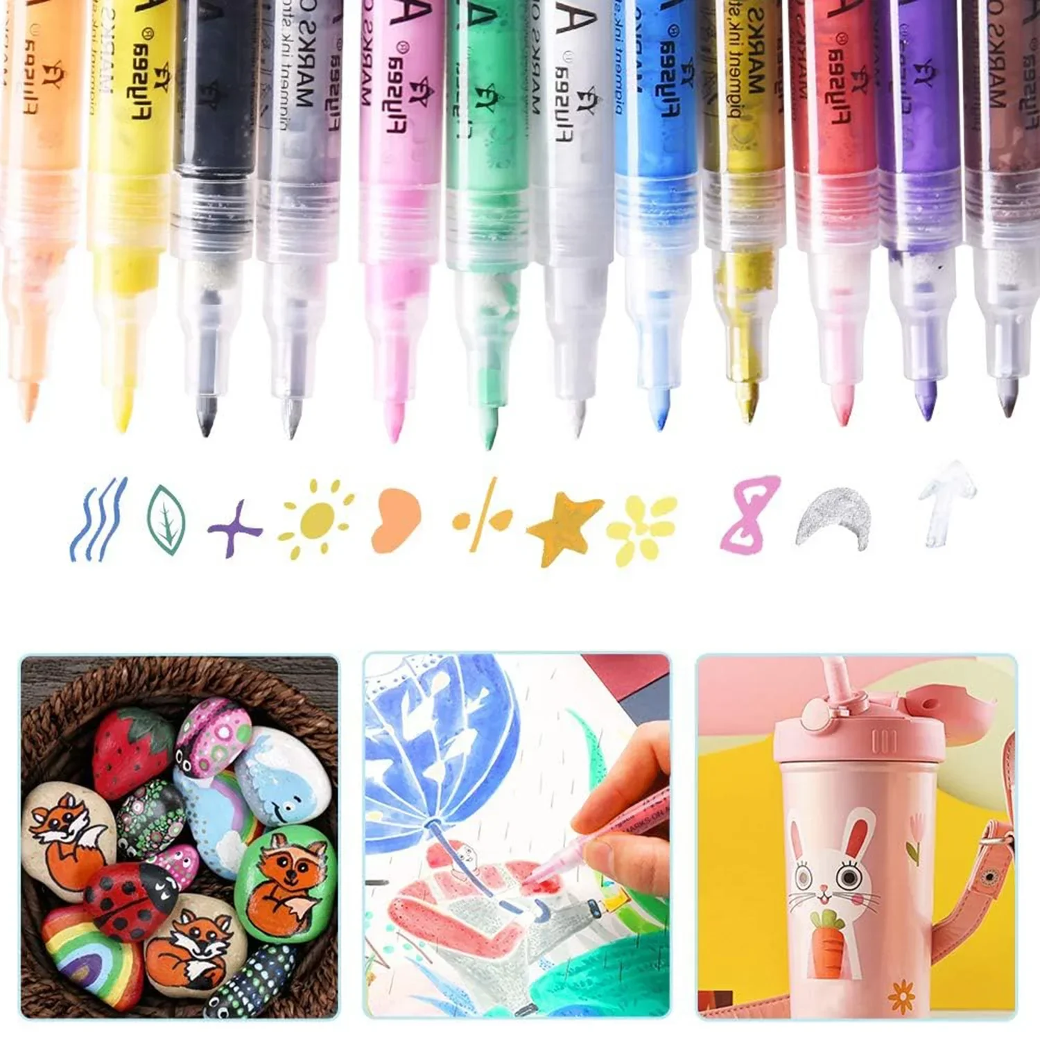 

Дизайн ткани для раскрашенного камня, сверхтонкие и акриловые маркеры, цветные ручки для кружек, 12 стекол, керамика, сделай сам