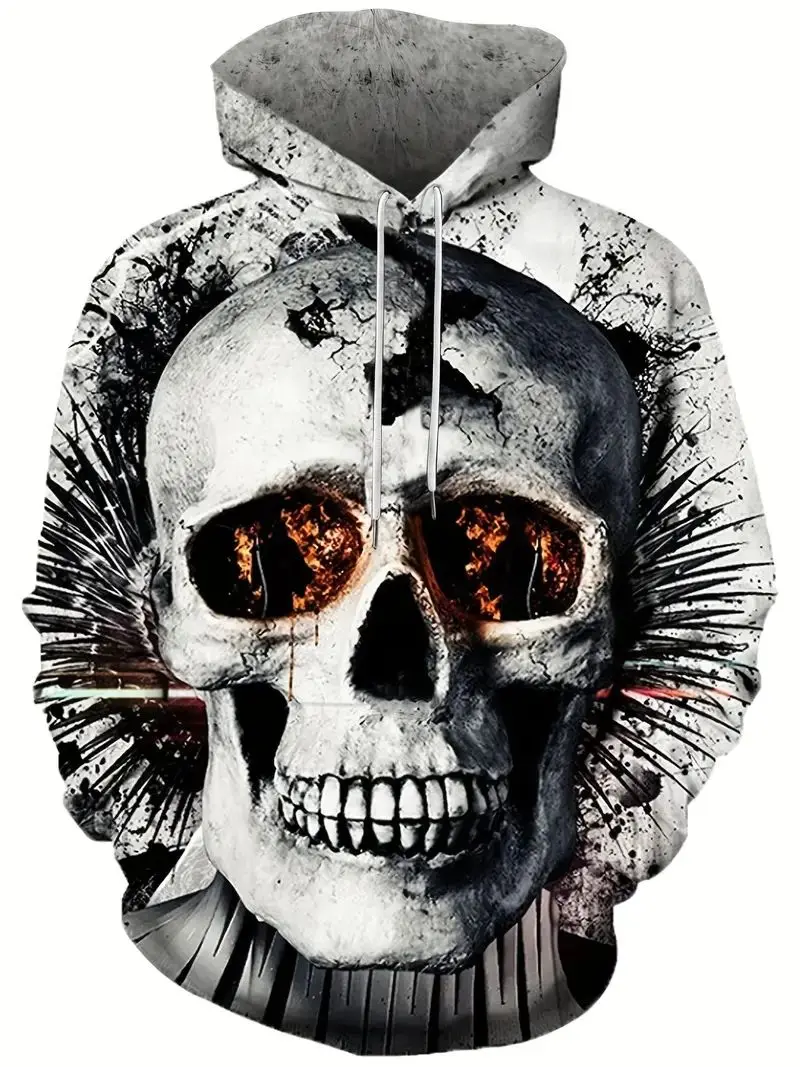 

Men's Casual 3D Skull / Big Mouth Graphic Novelty Hoodie Sweatshirt With Pocket Drawstring Hooded Pullovers Sweat Shirts For Men