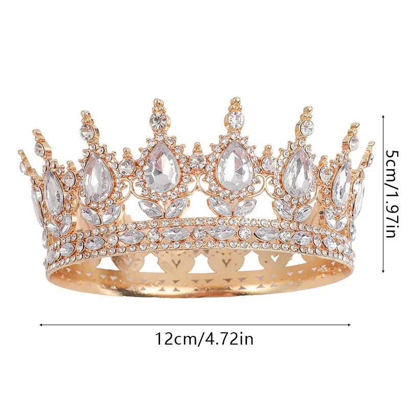Large Crown Cake Topper Happy Birthday Party Cake Decoration Metal Gold Silver Crystal Crown Wedding Bridal Hair Accessories