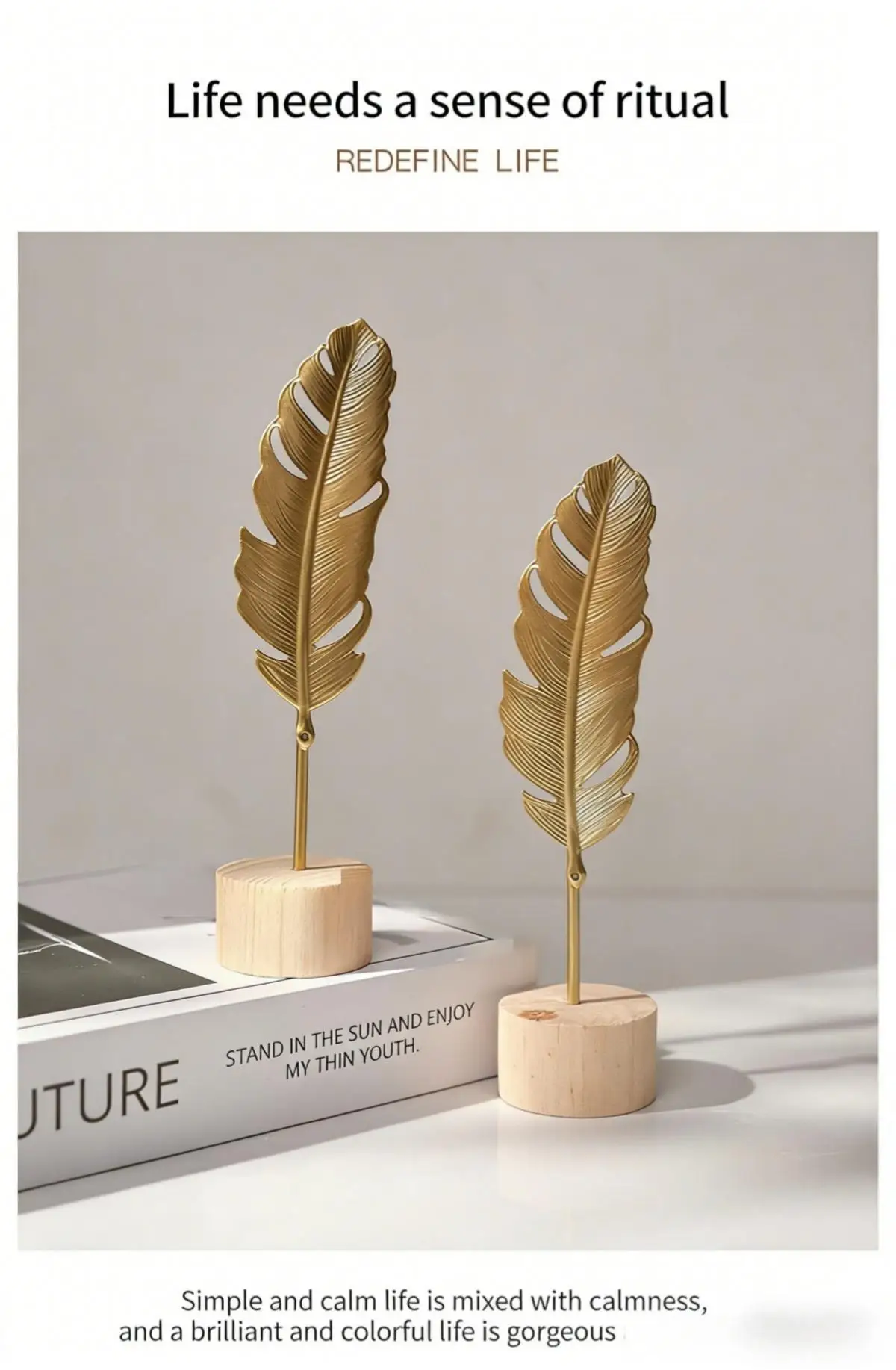 Nordic Style Iron Ginkgo Leaf Ornament - Gold