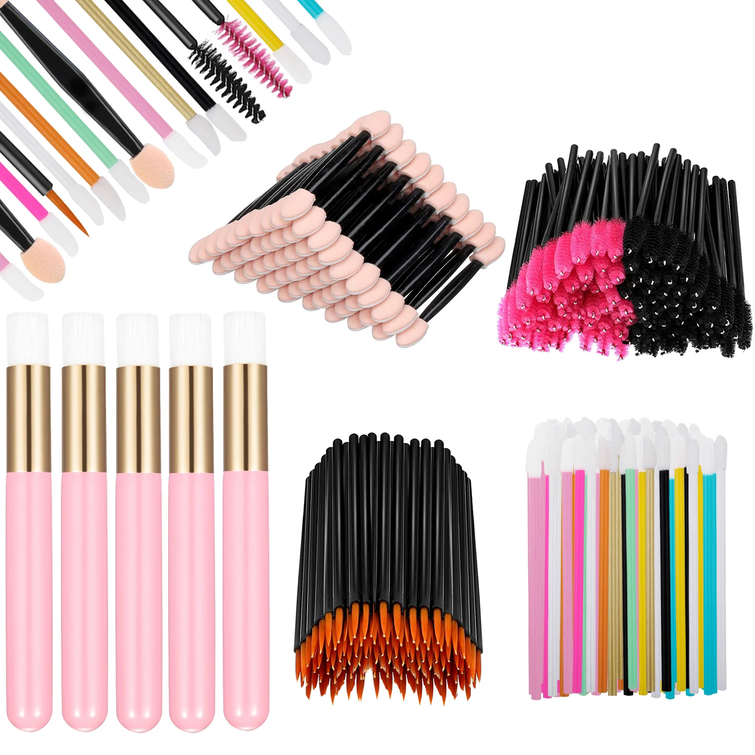 

255 Disposable Makeup Brushes Set Eyeliner Brush Mascara Stick Lipstick Applicator Eyelash Cleaning Brush Extension Tool