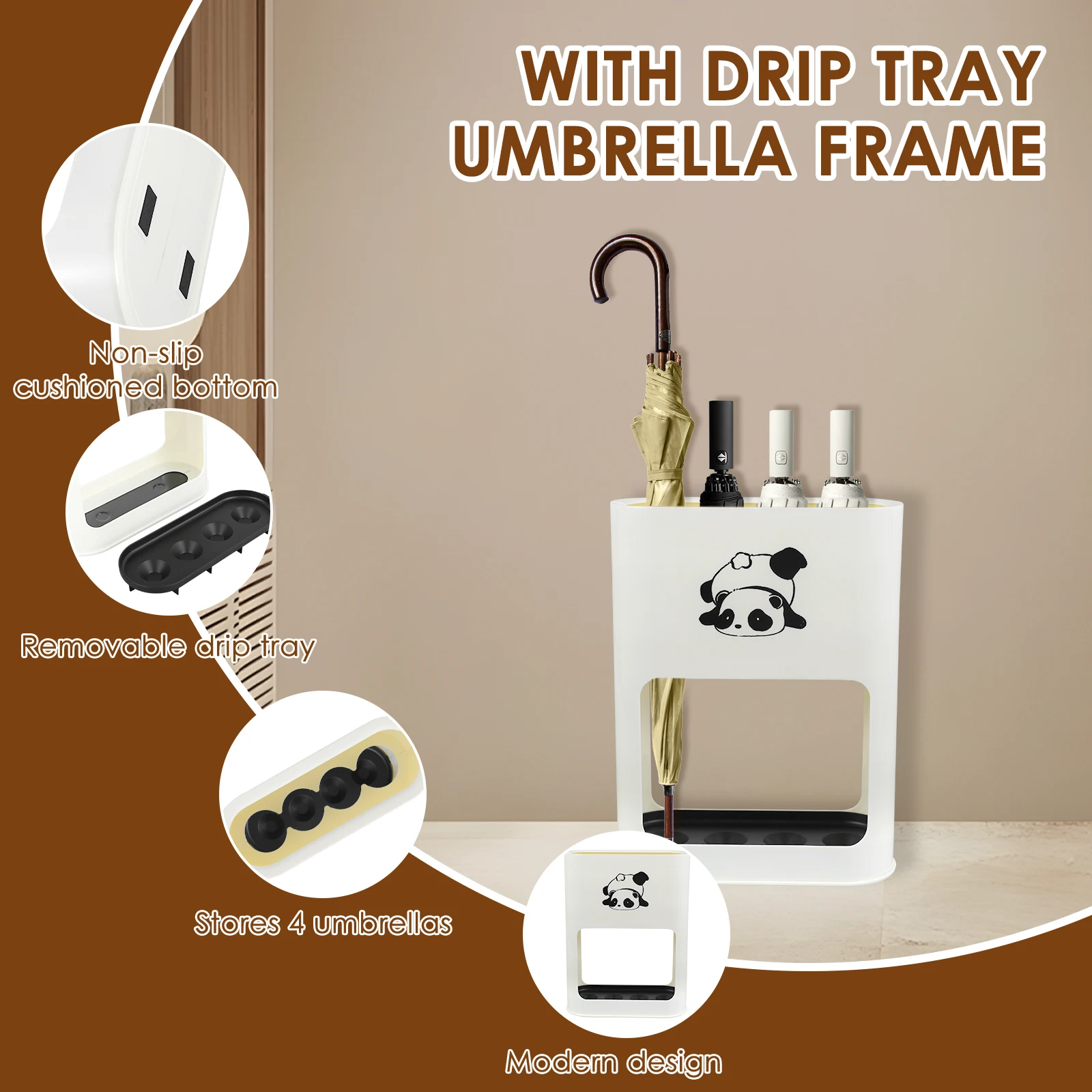 ABS Umbrella Stand Holder with Removable Drip Tray for Indoor Storage