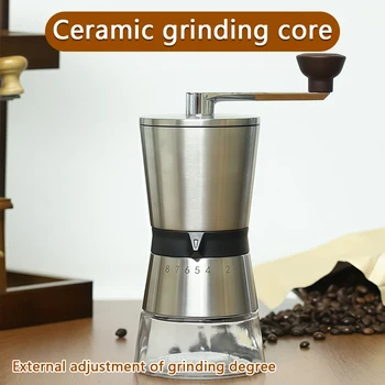 Hand Cranked Coffee Grinder – Large Capacity Manual Grinder with Transparent Powder Compartment & Adjustable Grind 1