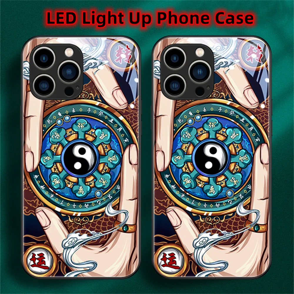 Die Acht-Diagramme-Muster Sprachgesteuerte LED-Leuchtende Handyhülle für iPhone Air 17 16 E 15 14 13 12 11 Pro Max – Detail 15