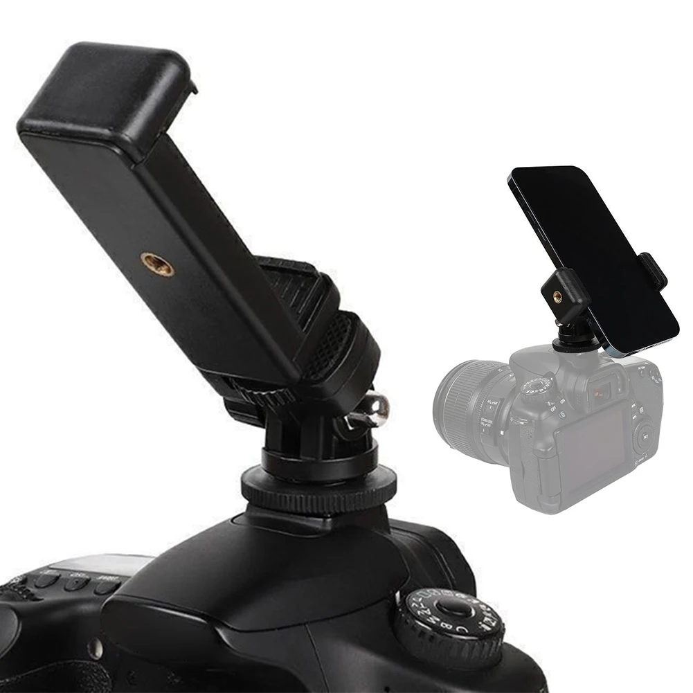 Phone Tripod Holder Clip With Camera Hot Shoe Mount Smartphone Tripod Mount 360 Rotation 180 Flip