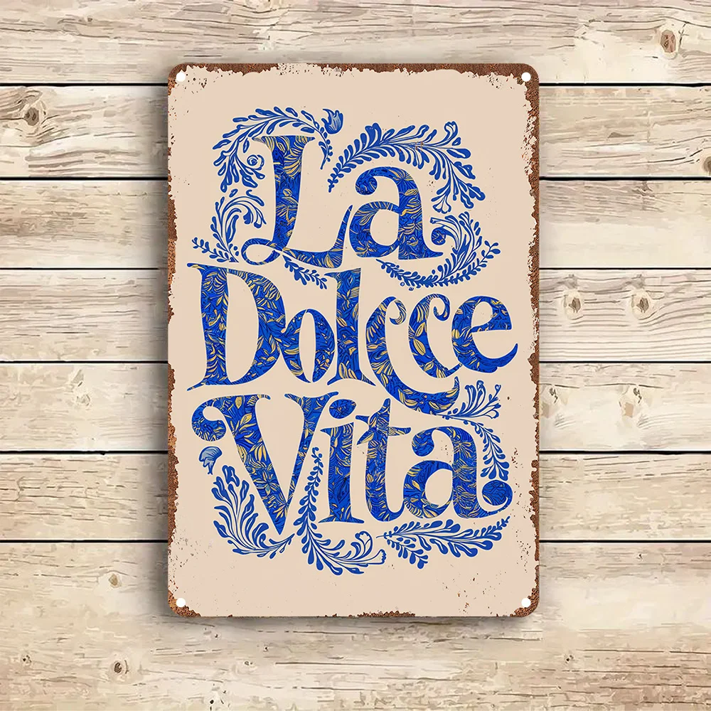 [1 알루미늄 La Dolce Vita 사인] 빈티지 스타일 알루미늄 벽 예술 사인..