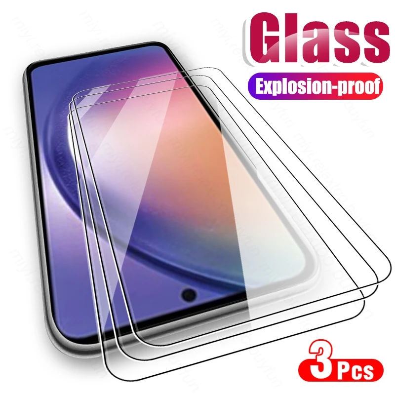 Screen Protector Phone Case Phone Protector Cover Tempered Glass 3PCS for Samsung Galaxy A54 5G