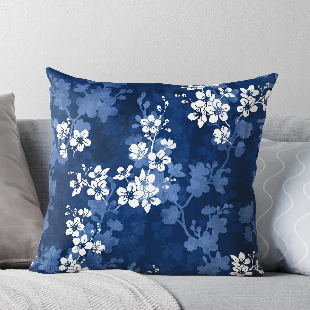 

Sakura blossom in deep blue Throw Pillow Rectangular Cushion Cover Pillowcases Bed Cushions Luxury Pillow Case