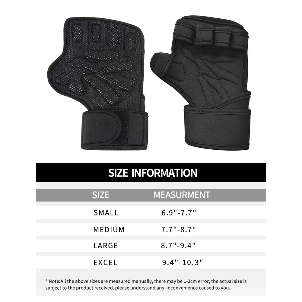 Weight Lifting Training Gloves with Wrist Support Palm Protector Gloves Adjustable Cycling Non Slip for Men Women M/L/XL