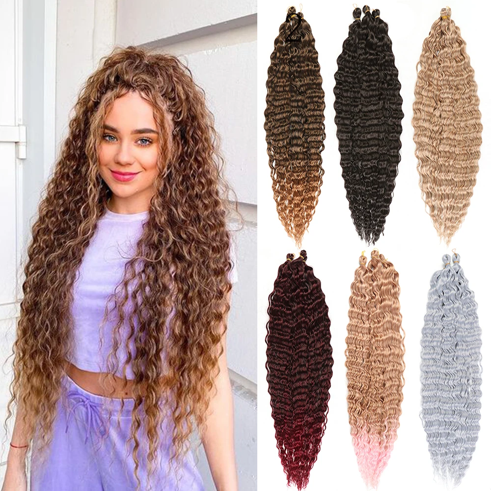 Lan Sa Deep Wave Crochet Hair 30 Pollici Water Wave Twist Hair Trecce Sintetiche Dea Capelli Ondulati Extension