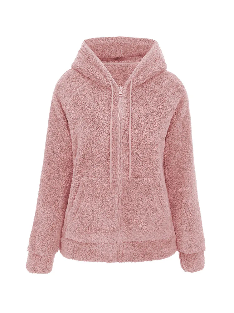 Faux Fur Women Fluffy Fleece Zipped Jacket Women's Fluffy Yarn