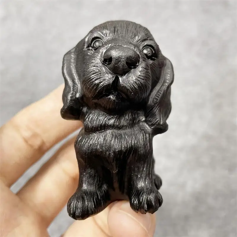 

Natural Hand Carved High Quality Gemstone Black Obsidian Dogs Carving Craft For Wholesale Present 1pcs