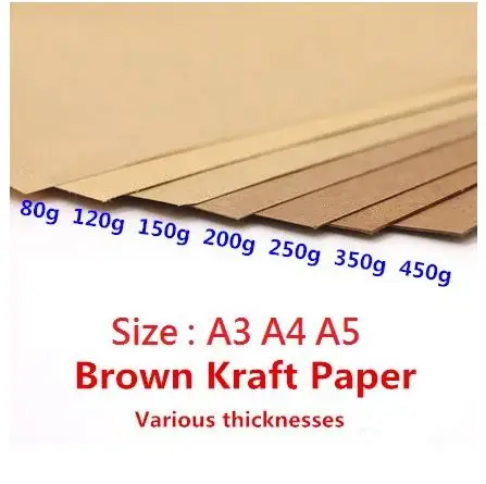 Kraft Brown Paper Craft 50pcs/Lot A5 A4 Thick Board Cardboard Card DIY Card Making Paper 80g 120g 150g 200g 250g