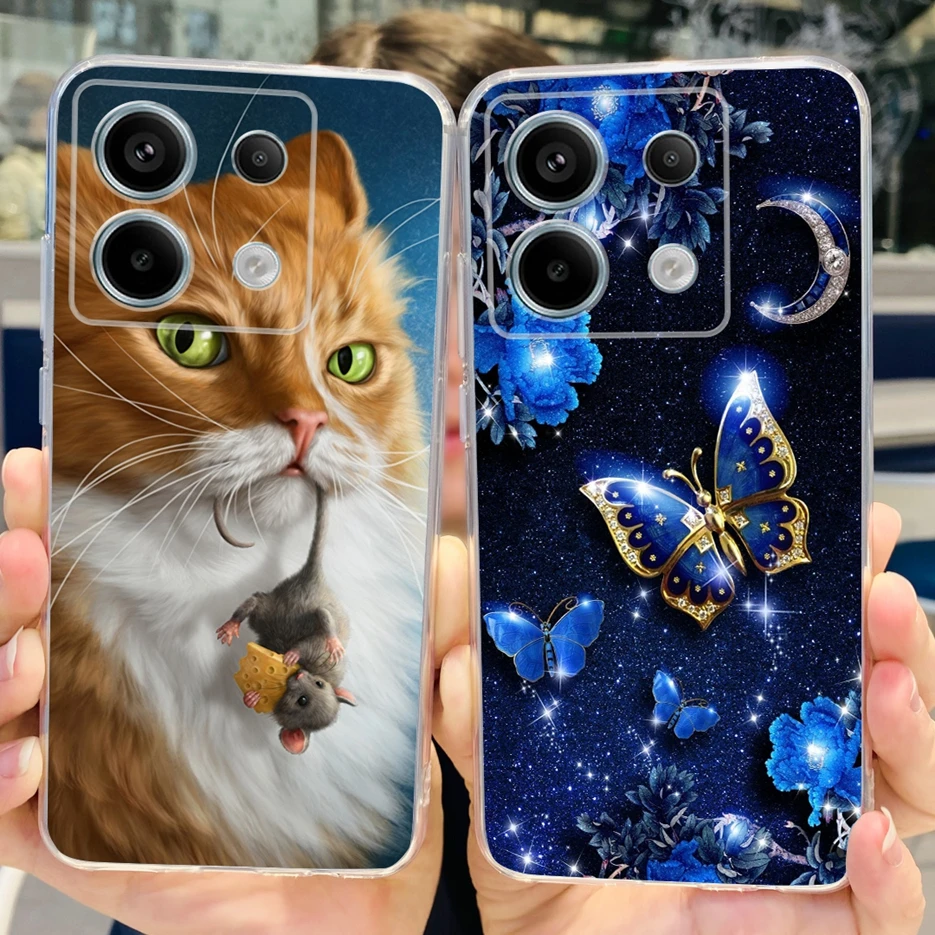Cute Cat Butterfly Painted Soft Silicone Phone Case