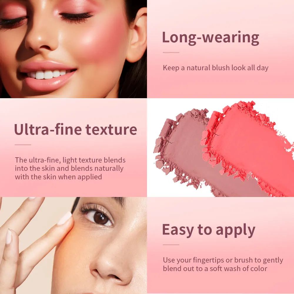 Face Blusher Matte Natural Cheek Tint Brighten Face Pink Red Face Contouring Cosmetics Blush Powder Soft Female Makeup 4