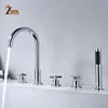 Bathtub Mixer Faucets Triple Handle Bath Tub Deck Mounted 5 Hole Water Crane Cold and Hot with Hand Shower Black Chrome Gold 3