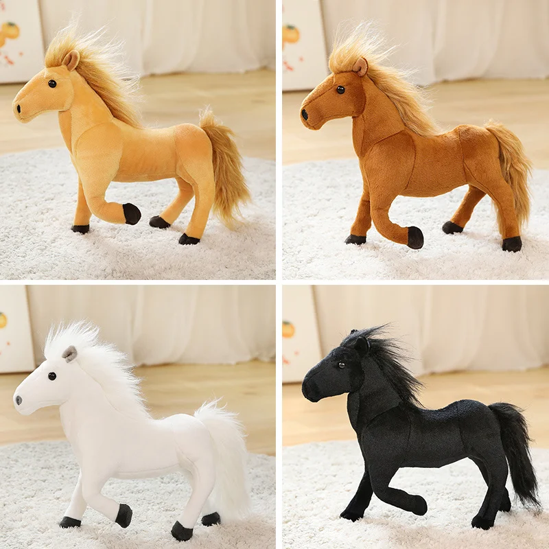 

32 см имитация лошади, плюшевая игрушка, милая мягкая плюшевая лошадь для малышей, подарок на день рождения для мальчиков и девочек, семейная ферма, сувениры