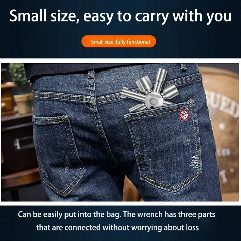 Description Picture 4 of itemPortable Snow Wrench Multifunction 10 in 1 Key Wrench Elevator Repair Door Valve Radiator Faucet Triangle Electric Control Box