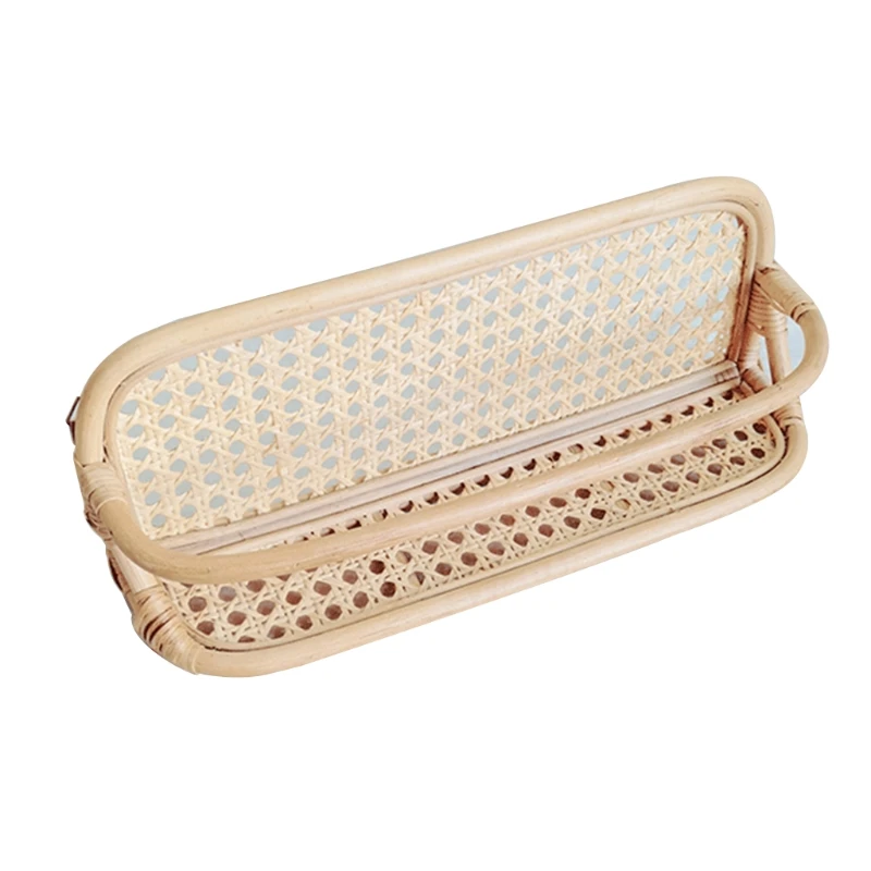 

Rattan Wall Mount Storage Rack Solid Color Bathroom Shelf Bathroom Shelf Rack