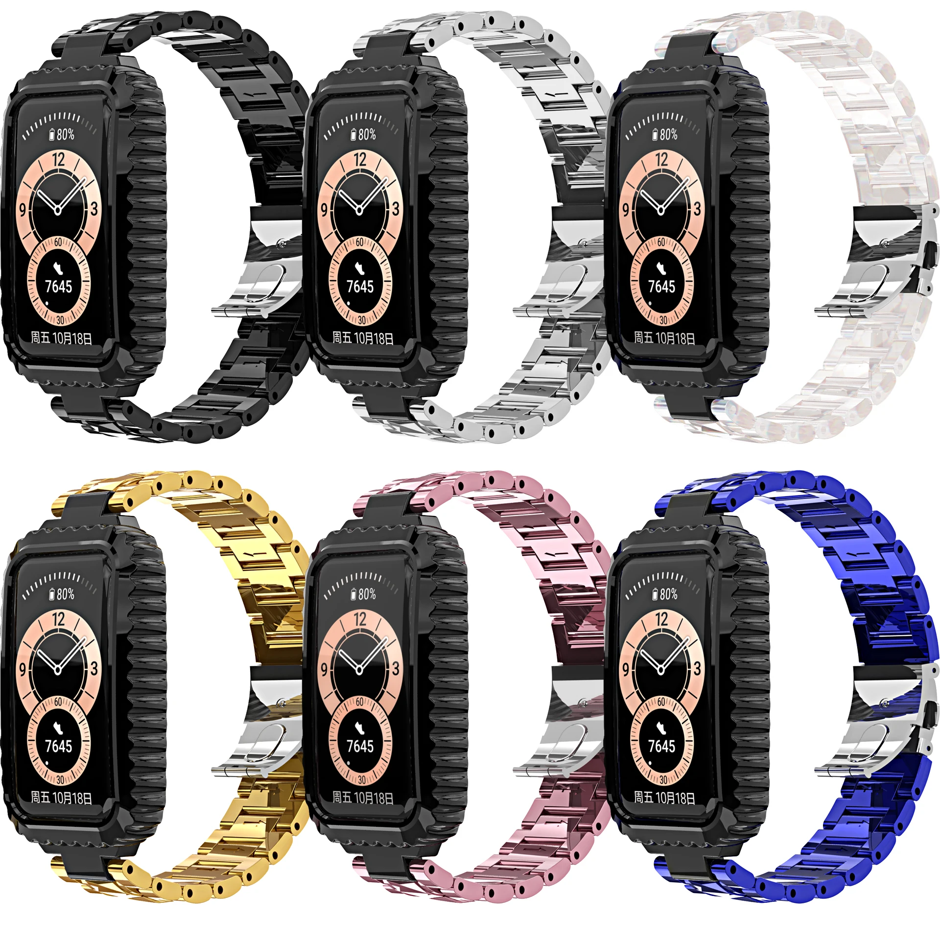 

Glacier Transparent Strap For Huawei Band 6 Honor Band 6 Smart bracelet all-in-one drop protection case For Huawei Band 6 Pro